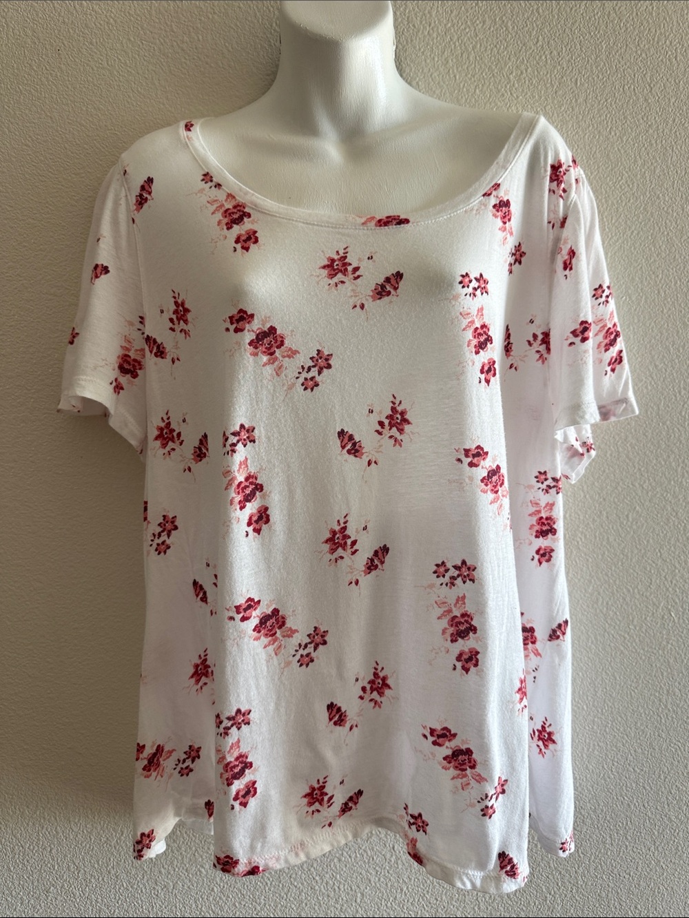 Lucky Brand Floral Print Blouse in White and Red size XL